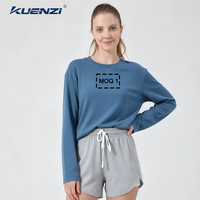 Camiseta de Manga Larga con Cuello Redondo de Algodón Mercerizado con Nitrógeno Líquido Kuenzi, 100% Algodón, 190 g/m², Talla Grande para Mujer