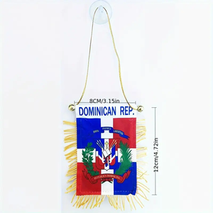 Bandiera della <span class=keywords><strong>Repubblica</strong></span> Dominicana con Frange per Finestrino, Decorazione per Specchietto Retrovisore Auto con Ventosa, per Decorazione Auto - Product Image 2