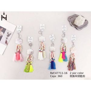 Portachiavi in Stile Etnico LLAVERO, 2 per Colore, Confezione da 360, Anello Portachiavi Decorativo Multicolore con Nappa - Product Image 1