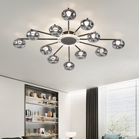 Plafonnier décoratif moderne en fer forgé pour salon, luminaire de plafond en verre pour restaurant