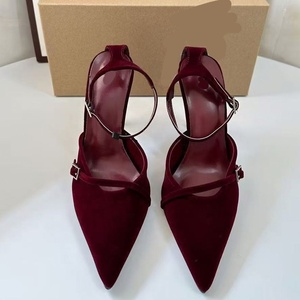 Summer New High Heel Damenschuhe Hochwertige spitze Stiletto Mouller Schuhe mit einem Knopf riemen Damen Sandalen - Product Image 3