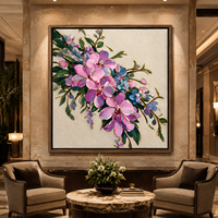 Peinture à l'huile de fleurs roses, peinte à la main, art floral botanique sur toile pour la décoration de villa, chambre, salon, hôtel