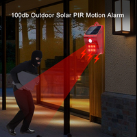 Alarm Siren Nirkabel Tahan Air 100db dengan Lampu, Sensor Gerak PIR Tenaga Surya untuk Keamanan Rumah, Kebun, Vila, dan Halaman
