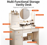 Coiffeuse professionnelle moderne avec miroir éclairé, meuble de rangement en bois, grande commode de rangement pour chambre à coucher, ensemble de coiffeuse haut de gamme