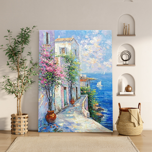 Peintures à l'huile de tailles personnalisables, peintures murales, décorations d'intérieur, peintures murales de paysages peintes à la main, peintures de paysages marins sur toile - Product Image 3