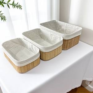 Panier de rangement en bambou de <span class=keywords><strong>style</strong></span> moderne forme rectangulaire pour cosmétiques de bureau boîte de rangement en paille jouets collations vêtements - Product Image 1