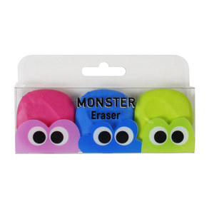 Ensemble de gommes monstre mignon pour enfants 3 couleurs, conception de <span class=keywords><strong>personnage</strong></span> amusante, parfait pour l'école et le bureau - Product Image 3