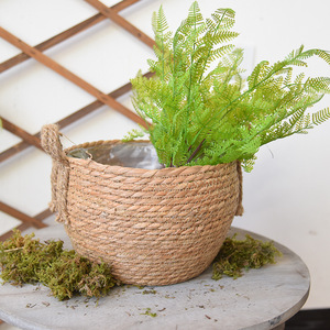 Straw Woven Flower <b>Basket</b> Handmade Desktop Plant Pot For Green Plants Living Room Decor Storage <b>Basket</b> - Product Image 3