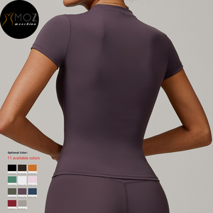 Maglietta da <span class=keywords><strong>palestra</strong></span> ad asciugatura rapida di alta qualità <span class=keywords><strong>per</strong></span> <span class=keywords><strong>donna</strong></span> leggera manica corta Yoga sport all'aria aperta morbida traspirante t-shirt da corsa - Product Image 3