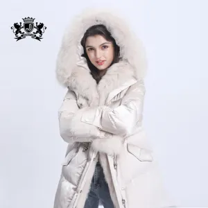 Simplee-manteau épais pour femmes, en duvet blanc, plume d'oie, rembourré, vêtement d'hiver