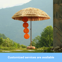 Parasol de Jardin Pliant en Polyester Effet Chaume, Design Champêtre, Résistant au Vent et à la Pluie, Idéal pour Plage, Cour ou Villa