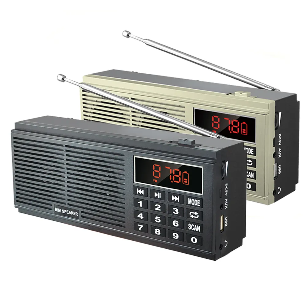 Super Bass Stereo Portable AM/FM Radio L-518 with TF USB AUX LED Display 2*1200mAh Rechargeable Battery