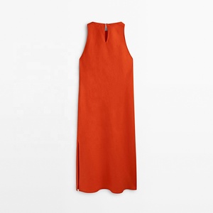 Abito in <span class=keywords><strong>Lino</strong></span> <span class=keywords><strong>da</strong></span> Spiaggia Personalizzato Casual Estivo Senza Maniche Camicia Maxi Vestito <span class=keywords><strong>da</strong></span> <span class=keywords><strong>Donna</strong></span> in Cotone e <span class=keywords><strong>Lino</strong></span> <span class=keywords><strong>di</strong></span> Alta Qualità - Product Image 4