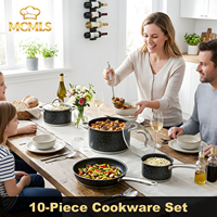 Ensemble de 10 casseroles et poêles en acier inoxydable OEM/ODM pour cuisine, revêtement multicouche, compatible lave-vaisselle et four, pour tous types de cuisinières