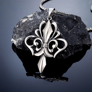 Stainless Steel Fleur De Lis Pendant Necklace For <b>Men</b> 60cm Chain Vintage Gothic Style Jewelry - Product Image 1