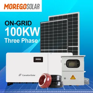 Moregosolar on grid solar energy system100KW 125KW grid tie solar power station 1MW 2MW with Canadian solar panel inverter