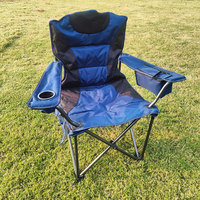 Chaise de camping et de randonnée rembourrée, légère, pliable, en métal, pour la plage, l'extérieur, l'intérieur, la pêche, avec table, poche et glacière