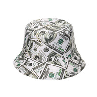 Nouveau Dollar Imprimer Casquette De Pêche Bob Chapeau Femme Réversible Seau Chapeau Hommes Pêche Seau Chapeaux pour Femmes Harajuku Hip Hop Gorro