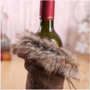 YQ-5045 natale Plaid maglione bottiglia di vino con colletto Design per le decorazioni della festa di natale - Product Image 5