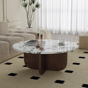 Marble Coffee <b>Table</b> <b>Round</b> Modern Design Living Room Furniture Minimalist Style Home Decor <b>Small</b> Apartment Use - Product Image 2