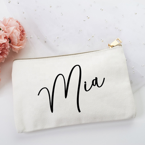 Custom Cotton Canvas Fashion Letter Pattern Soft Handle Cosmetic Bag Zipper <b>Makeup</b> Pouch Medium Capacity Reusable Travel <b>Case</b> - Product Image 4