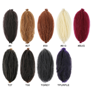 Venta caliente 3X SPRINGY AFRO TWIST 24 "Trenza de ganchillo Cabello sintético preesponjoso Extensiones a granel Kinky Marley Cabello trenzado 24 pulgadas - Product Image 4