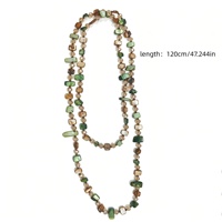 Collier Rinhoo Bohème en Coquillages Naturels Irréguliers pour Femme, Perles de Cristal Faites à la Main, Double Chaîne Longue pour Pull, Bijou Cadeau