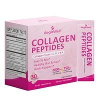 Aegelwell Collageen Peptide Poeder Stick Packs, Verschillende Typen met Prebiotica, Ongesmaakt Collageen voor Huid, Haar, Nagels & Gewrichtsondersteuning