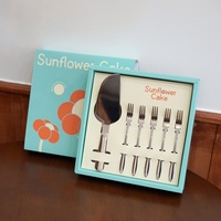 Ensemble de couteau, spatule et fourchette à gâteau biodégradables jetables pour mariage, fête, boîte cadeau