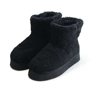 Wholesale OEM/ODM Women's <strong>Black</strong> Faux Fur Snow Boots All-Over Plush Design Fast Shipping From China Stylish <strong>Platform</strong> Design - Product Image 1