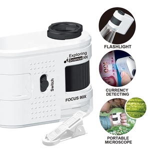 Juguete educativo Ciencia biológica Microscopio Juguetes científicos 60x Clip portátil en lupa de microscopio de teléfono Led - Product Image 5