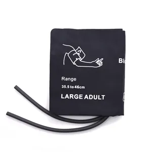 Factory supplier Reusable Nylon large adult nibp cuff, Single/double Hose black blood pressure cuff bladderless 35.5-46cm