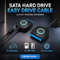 Kabel Adaptor USB 3.0 ke SATA 2-in-1 dengan Inti Tembaga Tipe-C untuk Konversi Hard Disk Mekanik/SATA SSD 2.5/3.5 inci