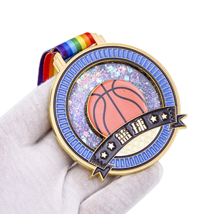 6.8cm Orange Basketball Medal Awards Souvenir Round Large Personnaliser Logo Marque Rubans <span class=keywords><strong>Poids</strong></span> Lourd Sport Champion Médaille - Product Image 3