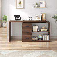 Bureau de direction moderne en forme de L Bureau d'ordinateur en bois à 3 tiroirs Design modulaire avec 3 tiroirs élégants
