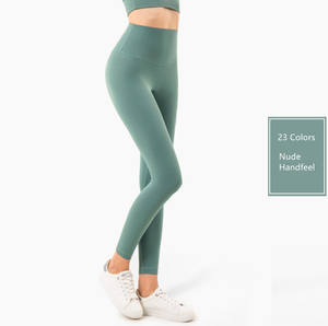 2022 dames taille haute Gym Leggings qualité Spandex Nylon Fitness pantalon solide motif sport Leggings - Product Image 3