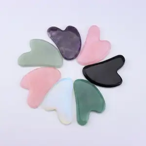 Natural Crystal Facial Guasha Massage Tool For Face Lifting Mini Heart Shaped Rose Quartz Gua Sha