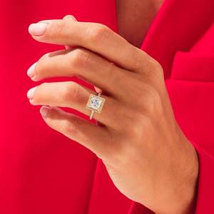 Personnalisé géométrique princesse brillant moissanite diamant solide 925 bague en argent sterling personnalisé moissanite bague bijoux - Product Image 1