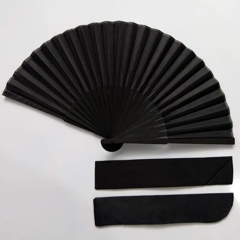 2023 nueva llegada decoración de impresión personalizada ventiladores de mano de bambú ventilador plegable de mano negro ventilador de boda mano de Bambú