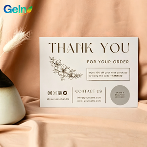 Carte de remerciement personnalisée style bohème minimaliste avec <span class=keywords><strong>code</strong></span> promotionnel pour emballage cadeau e-commerce de marque artisanale - Product Image 1