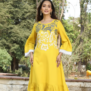 Cómodo nuevo modelo vestido folclórico ucraniano vestido de verano bordado decoración de borlas de lino Natural estilo bohemio otoño sólido - Product Image 1