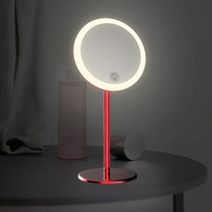 Espejo de Maquillaje LED Portátil con Luz, Carga USB, Base Magnética, Regulación de Intensidad Continua, Espejo Redondo Plateado, Rojo, Gris, Negro, Rosa, Dorado - Product Image 3