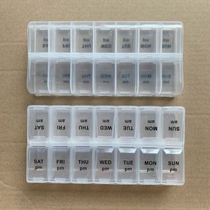 กล่องจัดยา 14 ช่อง แบบรายสัปดาห์ ดีไซน์ AM-PM พร้อมฝาล็อค สีขาว ขายดี - Product Image 1