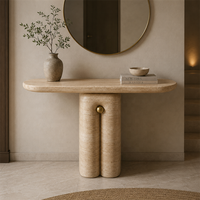 Table console en travertin au design moderne, table centrale en pierre naturelle, table d'entrée en marbre pour la décoration de meubles de salon de luxe