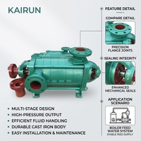 Pompe centrifuge horizontale multi-étages à haut rendement pour systèmes commerciaux d'eau chaude, alimentation de chaudière, électrique/diesel