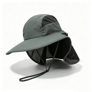 Unisex UPF50+ <b>Neck</b> <b>Flap</b> <b>Sun</b> <b>Hat</b> Wide Brim Quick Dry Mesh Outdoor Fishing Hiking Safari Bucket <b>Hat</b> <b>with</b> Wind Lanyard - Product Image 4