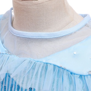 Costume de princesse Elsa pour filles, robe de fête en maille bleue à paillettes avec accessoires couronne et baguette magique pour Halloween, cosplay, anniversaire, jeu de rôle - Product Image 4