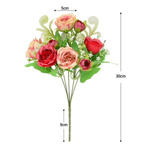Bouquet de pivoines artificielles en soie 30 cm, décoration de mariage et de maison, rose, rouge, champagne - Product Image 5