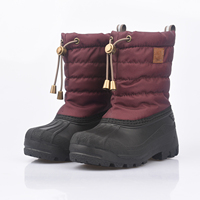 Bottes de neige pour enfants, couleur vin rouge, avec doublure chaude et ajustement réglable grâce aux cordons, pour une utilisation en extérieur