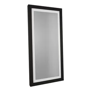 Senior Fashion décor noir pleine longueur en aluminium avec cadre sur pied miroir de sol pour dressing miroir mural